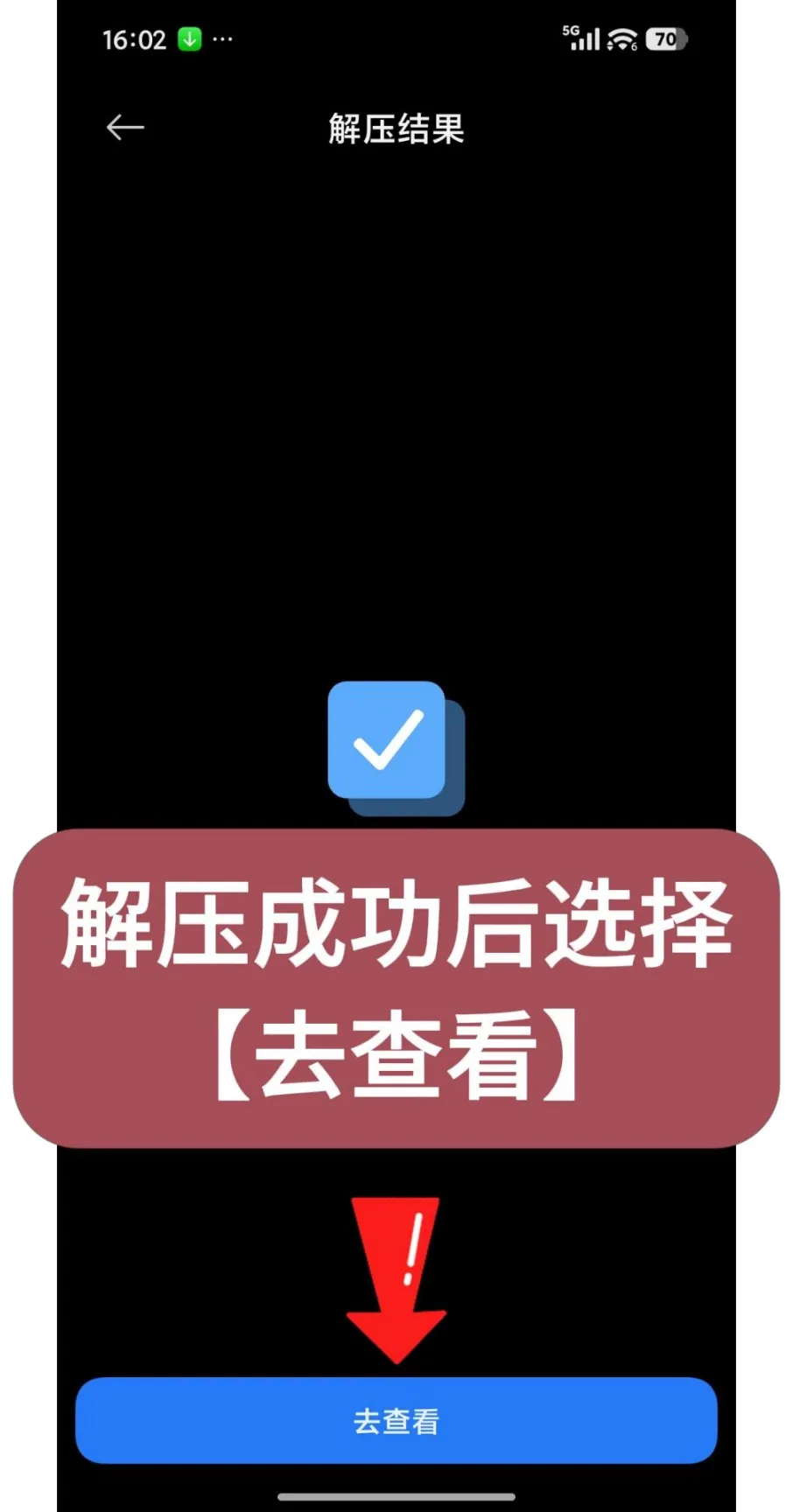 第18步：解压成功后选择【去查看】